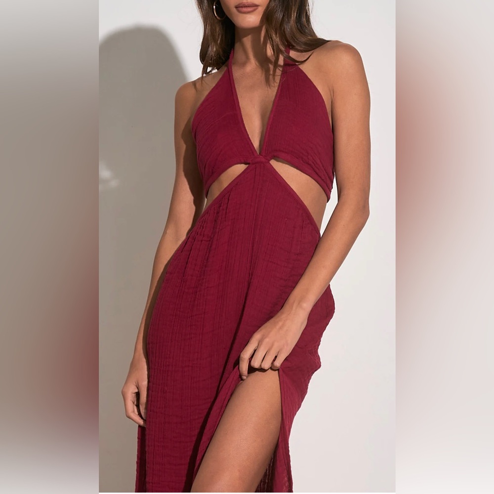 ELAN***Red Halter Maxi Cut-Out Dress***Small $189